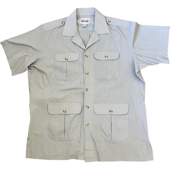 90s Vintage French Connection Men Button Down Shirt L Short Sleeves 4 Pockets - Picture 16 of 17